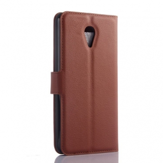 Кожаный чехол книжка портмоне для Meizu M2 Note (коричневый)