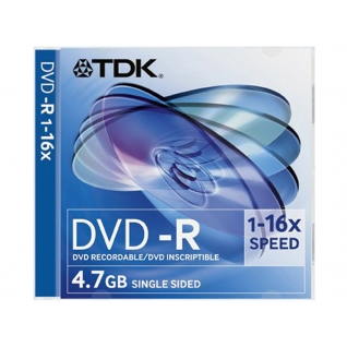 Диск DVD-R TDK 4.7Gb, 16x, (1шт) Slim Case