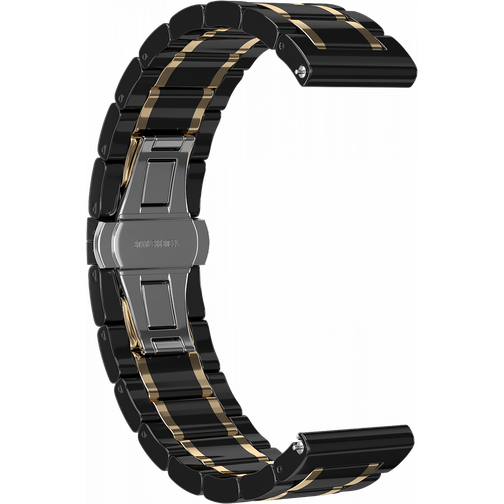 Ремешок керамический GSMIN Clew 22 для Honor Watch Magic (Черно - золотистый) 42767140 1