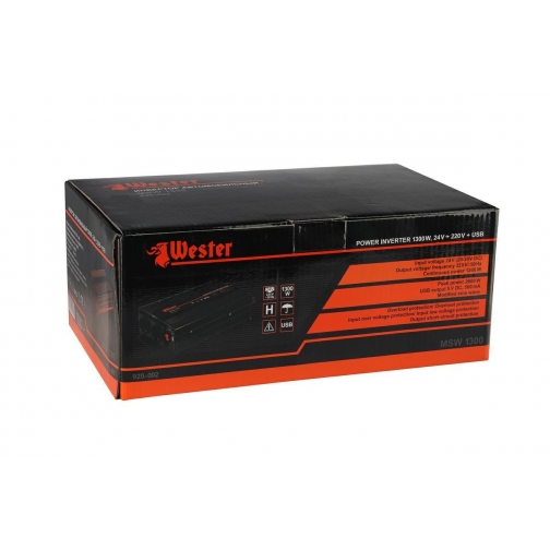 Преобразователь инверторный а/м WESTER MSW1300 24-220В+USB; 1300Вт ... 1210185 3