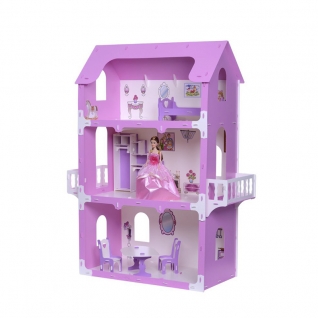 Кукольный коттедж "Екатерина" с мебелью, бело-розовый Replace and Choose