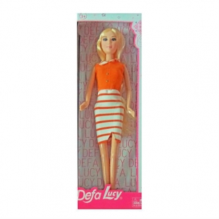 Кукла Lucy "Модница" в бело-оранжевом платье Defa Lucy
