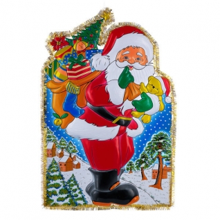 Панно "Санта Клаус" с мишурой, 77 х 51 см Snowmen