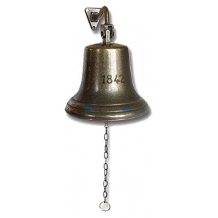 Сувенирная рында, корабельный колокол, "1842", d 18 см, цвет антик