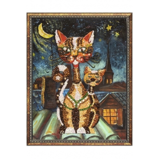 Мозаика из пайеток на холсте Коты Волшебная мастерская