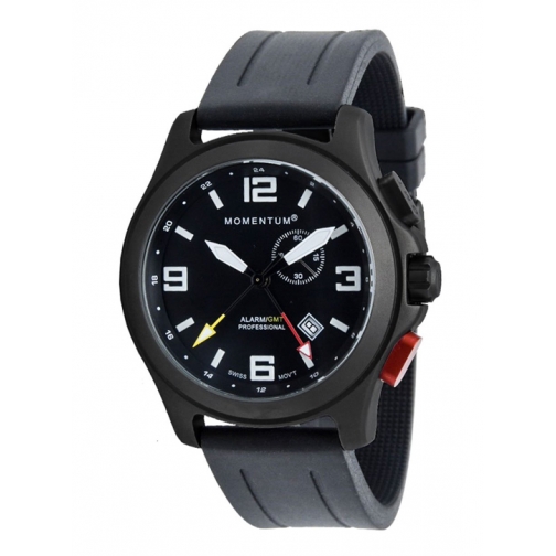 Часы Momentum Vortech GMT Alarm BLACK-ION (каучук, сапфир) Momentum by St. Moritz Watch Corp 37687859