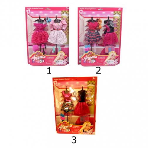 Набор из 2 платьев с аксессуарами для куклы Angena Shantou 37719335