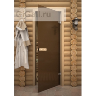 Дверь для бани или сауны стеклянная Linden бронза матовая, липа