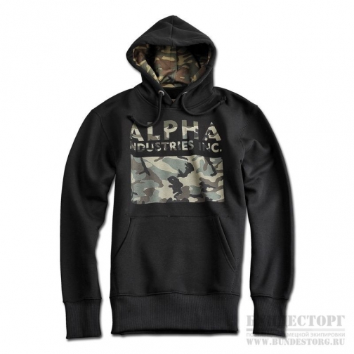 Толстовка Alpha Industries с камуфляжным принтом, цвет черный 5032383