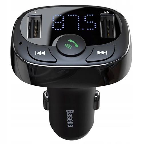 Автомобильное зарядное устройство с FM-трансмиттером 2xUSB Baseus T typed Bluetooth MP3 - Черное 42309066 3
