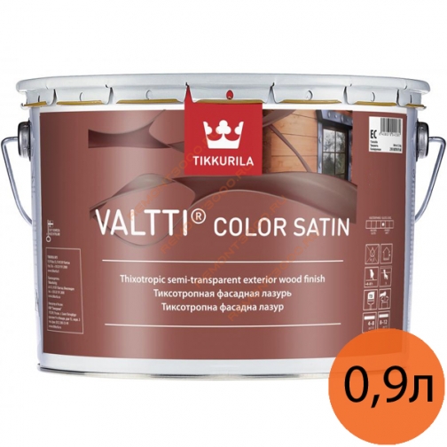 ТИККУРИЛА Валтти Колор Сатин лазурь для деревянных фасадов (0,9л) / TIKKURILA Valtti Color Satin лазурь для деревянных фасадов (0,9л) Тиккурила 6037956
