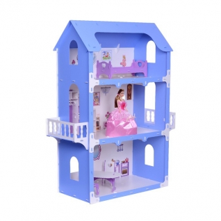 Кукольный коттедж "Екатерина" с мебелью, бело-синий Replace and Choose