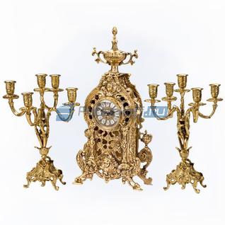 Набор "Золотой Дракон", часы каминные с канделябрами на 5 свечей