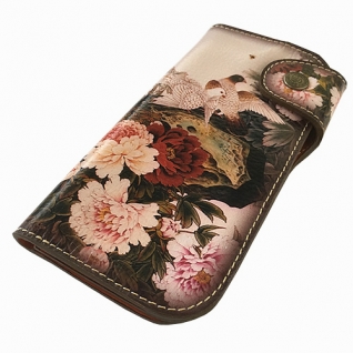 Женский кошелек из натуральной кожи с рисунком