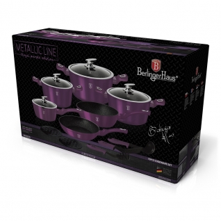 Набор посуды с антипригарным покрытием 15 предметов Royal Purple Metallic Line