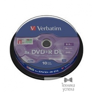 Verbatim Verbatim Диски DVD+R , 8x, 8.5Gb Double Layer, 10шт, Cake Box (43666)