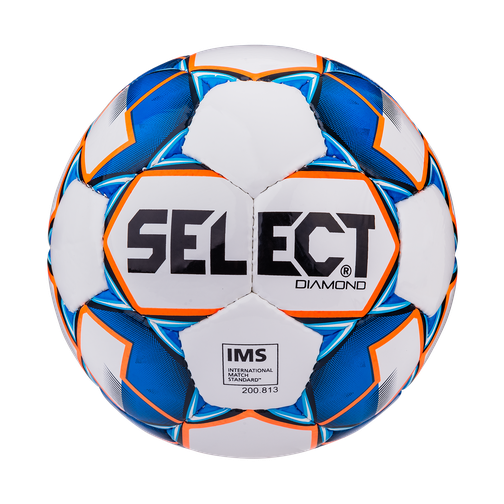 Мяч футбольный Select Diamond Ims №5, белый/синий/оранжевый (5) 42221021 1