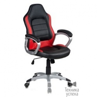 Buro Бюрократ CH-825S/BLACK+RD (Кресло руководителя, черный красный искусственная кожа (пластик серебро)