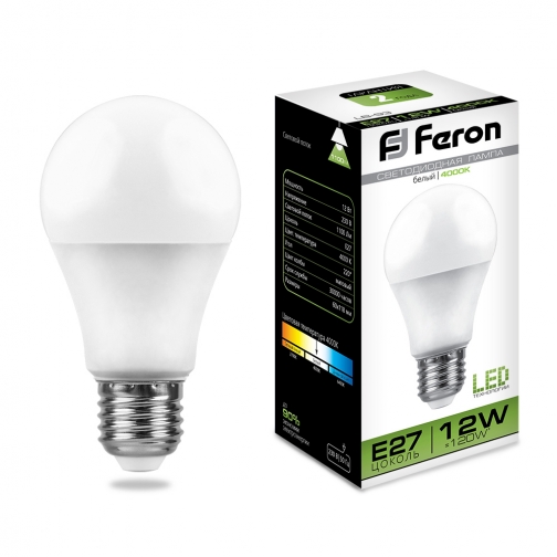 Светодиодная лампа Feron LB-93 (12W) 230V E27 4000K A60 8163784