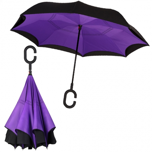 Обратный зонт наоборот Антизонт фиолетовый Umbrella 37697895 1