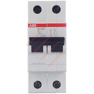 АББ SH202L автомат 2P 10А тип С 4,5кА / ABB SH202L выключатель автоматический 2P 10А хар-ка С 4,5кА