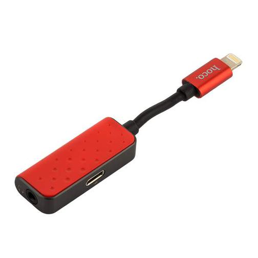 Аудио-переходник Hoco LS11 digital для iPhone XS Max/ XS/ XR/ X/8 Plus/ 8/ 7 (выход: 3,5мм & Lightning) Красный 42532354
