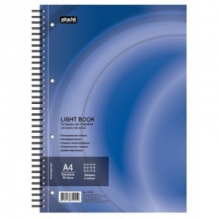 Бизнес-тетрадь 100л,кл,А4,LightBook,спираль,обл.синий,блок белый 70г/м