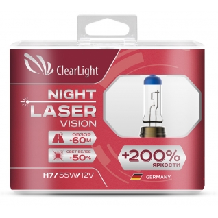 Лампа HB3 Clearlight 12V-65W Night Laser Vision +200% Light 2 шт. ML9005NLV200 ClearLight