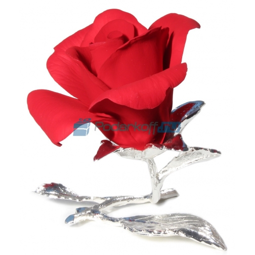 Красная роза из фарфора с посеребрением 761837