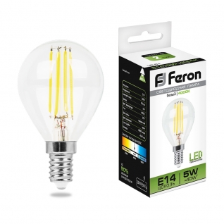 Светодиодная лампа Feron LB-61 (5W) 230V E14 4000K филамент G45