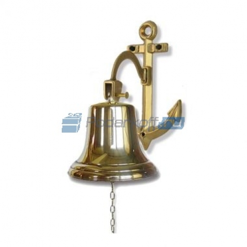 Сувенирная рында на кронштейне-якоре, корабельный колокол, d 14 см, цвет золото 761673