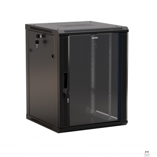 Hyperline Hyperline TWB-0445-GP-RAL9004 Шкаф настенный 19-дюймовый (19"), 4U, 278x 600х 450мм, стеклянная дверь с перфорацией по бокам, ручка с замком, цвет черный (RAL 9004) (разобранный)