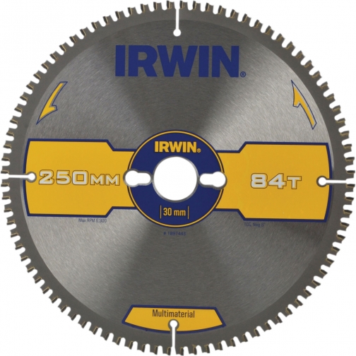 Диск пильный Irwin Construction 250x3x84x30 мм МULTI по алюминию, ламинату, пластику, ДСП 8221112