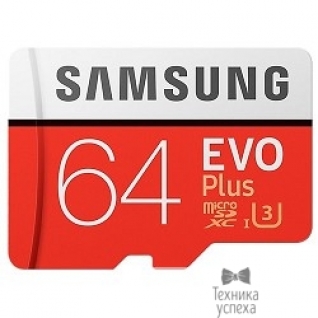 Samsung Micro SecureDigital 64Gb Samsung EVO Plus V2 Class 10 MB-MC64GA/RU MicroSDXC Class 10 UHS-I U3, SD adapter