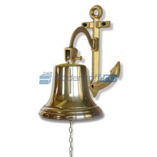 Сувенирная рында на кронштейне-якоре, корабельный колокол, d 18 см, цвет золото 761675