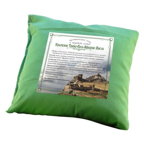 Можжевеловая подушка с травами, солью и эфирным маслом 20х20 см 4957624