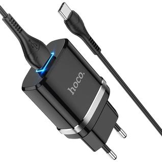 Адаптер питания Hoco N1 Ardent single port charger с кабелем Type-C (USB: 5V max 2.4A) Черный
