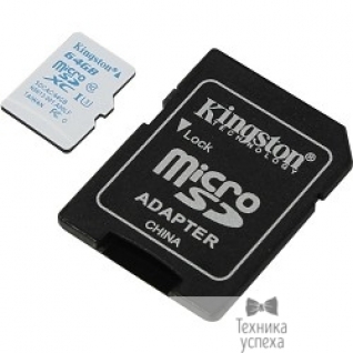 Kingston Micro SecureDigital 64Gb Kingston SDCAC/64GB MicroSDHC Class 10 UHS-I U3, SD adapter