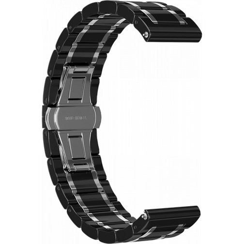 Ремешок керамический GSMIN Clew 22 для Samsung Gear S3 Frontier / Classic / Galaxy Watch (46 mm) (Черно - серебристый) 42767013 1