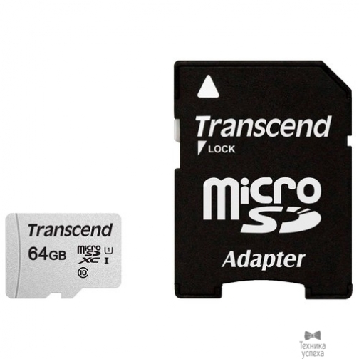 Transcend Micro SecureDigital 64Gb Transcend Class 10 TS64GUSD300S-A MicroSDXC Class 10 UHS-I, SD adapter 37894515