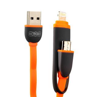 USB дата-кабель COTEetCI A5 (рулетка) series combo retractable cable для Lightning cable&Android (1.0 м) - CS2040-OR Оранжевый