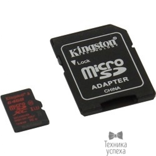 Kingston Micro SecureDigital 64Gb Kingston SDCA3/64GB MicroSDXC Class 10 UHS-I U3, SD adapter 5863697