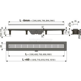 APZ-10-650M Водоотводящий желоб с порогами для решетки Alca PLAST