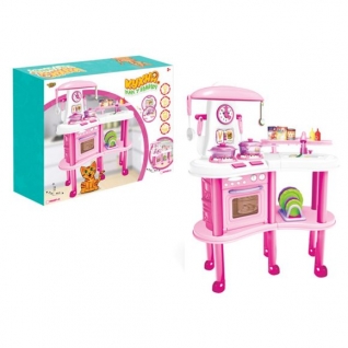 Детская кухня "Как у мамы" (свет, звук), розовая, 27 предметов Yako Toys