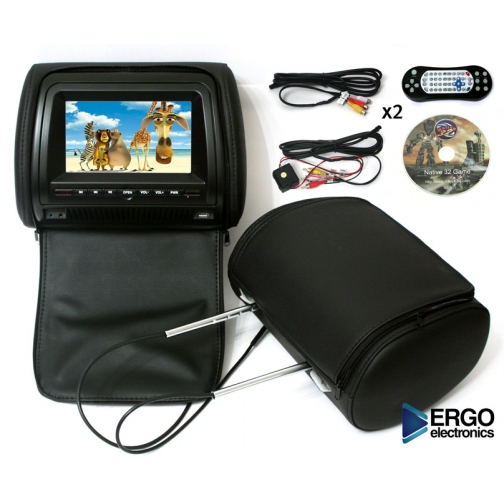 Комплект автомобильных DVD подголовников ERGO ER700HD (черный) Ergo 833523