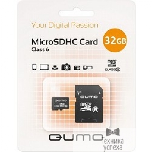 Qumo Micro SecureDigital 32Gb QUMO QM32GMICSDHC6 MicroSDHC Class 6, SD adapter 8937989