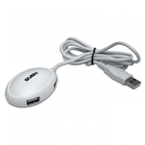 Разветвитель USB 2.0 Sven HB-401, 4 порта, белый 5827953