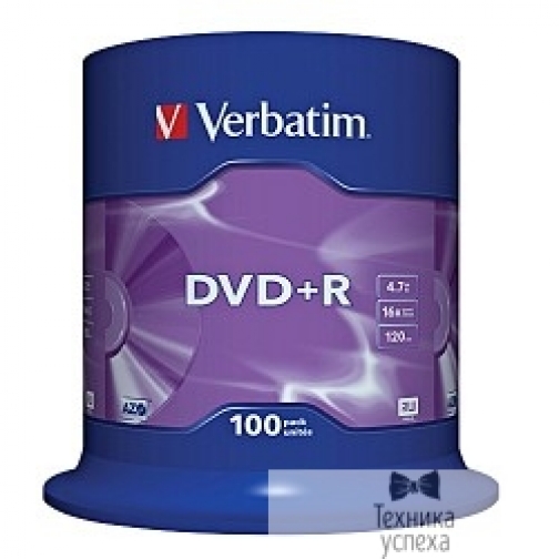 Verbatim Verbatim Диски DVD+R 4.7Gb 16-х, 100шт, Cake Box (43551) 2746680