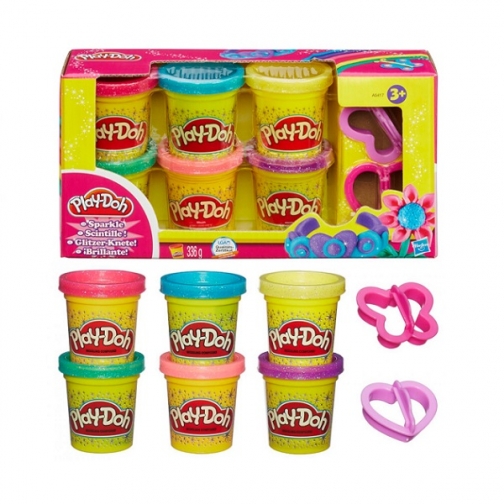 Набор для творчества Hasbro Play-Doh Hasbro Play-Doh A5417 Набор из 6 баночек Блестящая коллекция 37603328