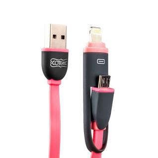 USB дата-кабель COTEetCI A5 (рулетка) series combo retractable cable для Lightning cable&Android (1.0 м) - CS2040-PK Розовый